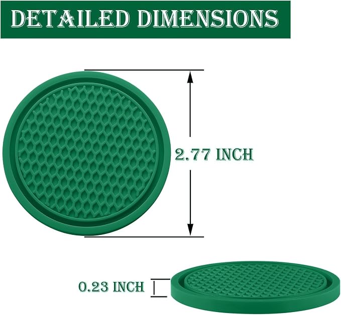 SINGARO Car Cup Coaster, 4PCS Universal Non-Slip Cup Holders Embedded in Ornaments Coaster, Car Interior Accessories, Green