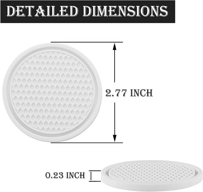SINGARO Car Cup Coaster, 4PCS Universal Non-Slip Cup Holders Embedded in Ornaments Coaster, Car Interior Accessories, White