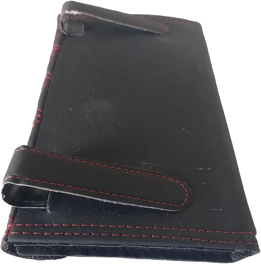 Car Visor Tissue Holder Pouch, Black with Vary Color Stitching | Refills Included, Soft Napkins Wipes Included, Stitching Color in Random