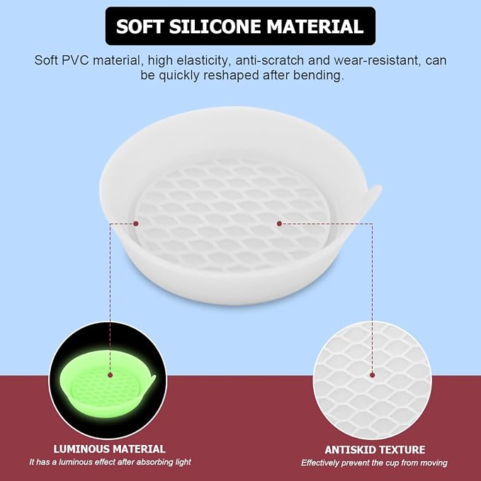 Mandark Car Cup Coaster, 4PCS Silicone Non-Slip Vehicle Drink Cup Mat, Sift-Proof Spill Recessed Automotive Interior Cup Holder Insert Protector Accessories, Universal for Most Cars (White)