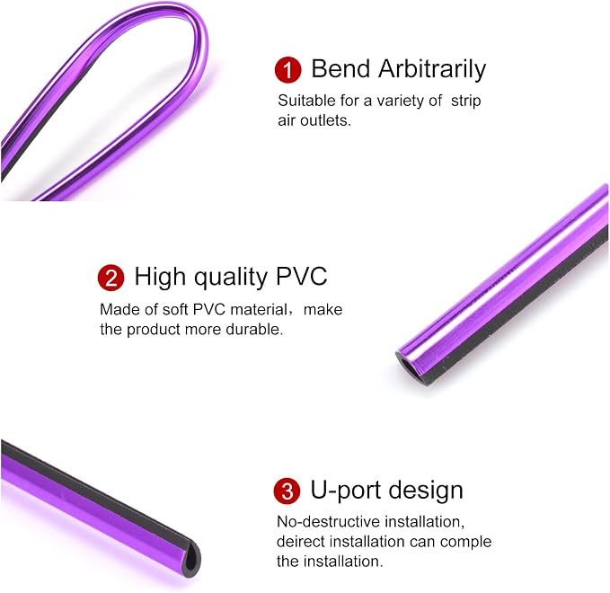 LivTee 20 Pieces Car Air Conditioner Decoration Strip for Vent Outlet, Universal Waterproof Bendable Air Vent Outlet Trim Decoration, Car Interior Accessories (Purple)