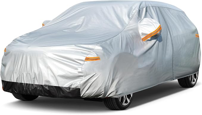 GUNHYI Hatchback Car Cover Waterproof All Weather, 6 Layers Heavy Duty Full Exterior Cover Universal fit vw Golf, Honda Fit, Kia Soul, Toyota Matrix, Nissan Leaf etc. Size H1 (See Size Chart)