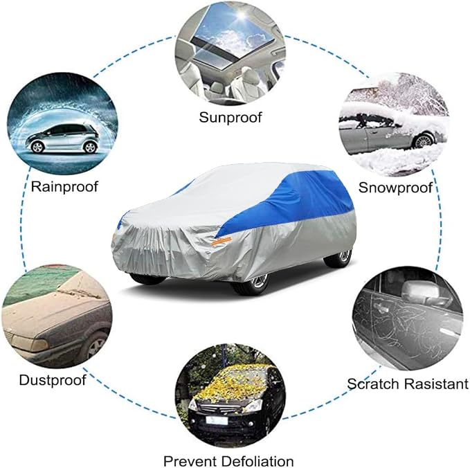 GUNHYI SUV Car Cover Waterproof All Weather for Automobiles, Outdoor Full Car Cover Snowproof Windproof UV Protection, Universal Fit for SUV. (Fit SUV Length 182-190 inch, Silver)