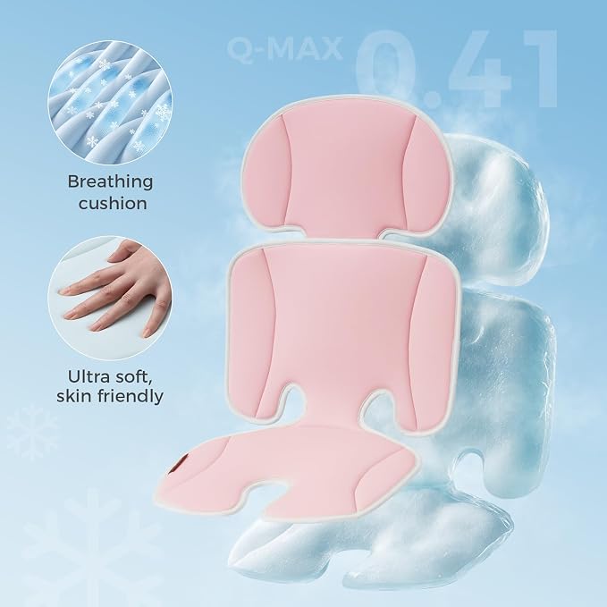 Momcozy Stroller Cooling Pad | Universal Soft Cooler Pad, Breathable & Adjustable Seat Liner | Detachable 2-Piece Cooling Cushion | Fits Strollers, Crib, High Chair, Bassinet, Swing