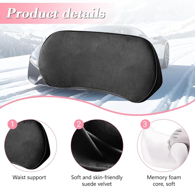 Osilly Car Lumbar Support Pillow, Memory Foam Comfortable Vehicle Seat Lower Back Support Cushion, Back & Sciatica Pain Relief Automotive Interior Driver Seat Pad, Universal for SUV RV Truck (Black)