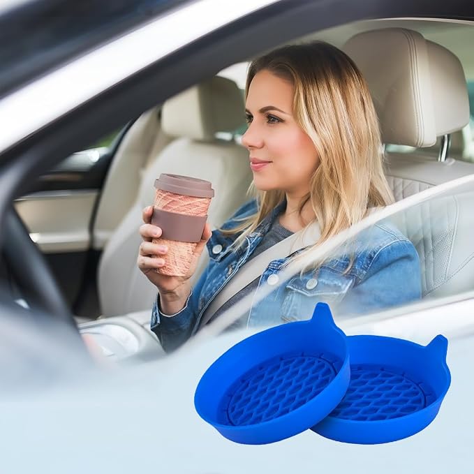 Zpana 4PCS Car Cup Holder Coasters, Silicone Non-Slip Vehicle Cup Recessed Mats, Sift-Proof Automotive Interior Drink Insert Decor Accessories, Universal for SUV, Sedan, Truck (Blue)