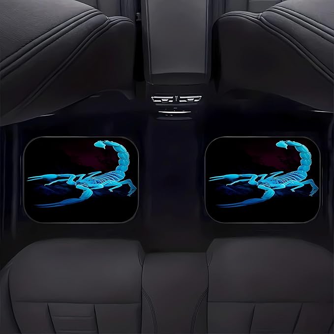 Universal Fit Car Floor Mats Set of 4Pcs, Blue Scorpion Pattern All-Weather Front Rear Car Carpet Mats, Non-Slip Car Floor Mat Car Accessories for Automotive Trucks SUV Sedans Vans