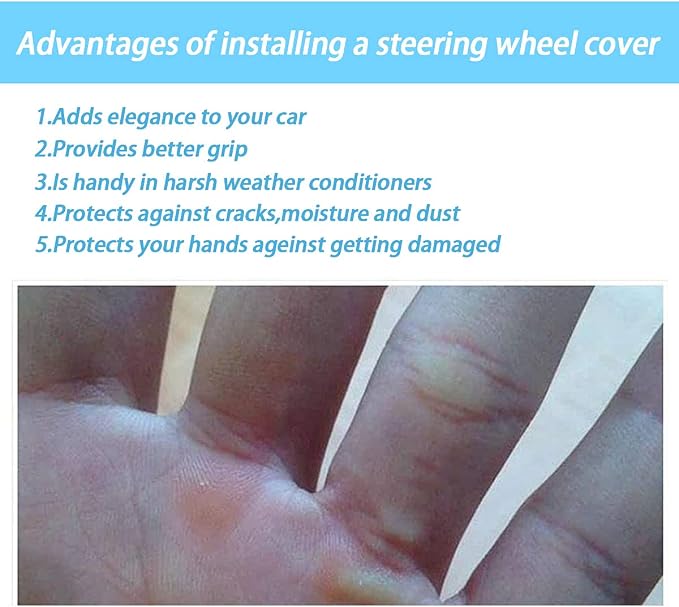 Elastic Stretch Steering Wheel Cover, Universal 15 Inch Automotive Steering Wheel Cover, Microfiber Breathable Ice Silk, Anti-Slip, Odorless, Easy Carry,Warm in Winter and Cool in Summer (Blue)