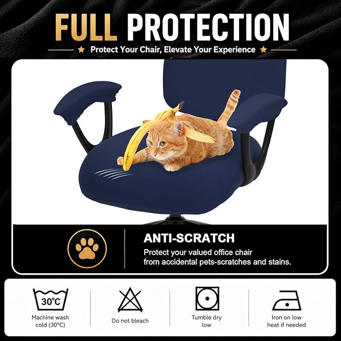 DIVA EN CAMINO DEC Stretchable Split Office Chair Seat Covers - Stretch Computer Chair Slipcover - Washable Rotating Backrest Coverings & Cushion Protectors & Armrest Covers for Dogs, Cats, Pets