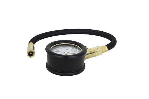 Accu-Gage by Milton Dial Tire Pressure Gauge with Straight Air Chuck and 11 in. Braided Hose - ANSI Certified for Motorcycle/Car/Truck Tires (0-60 PSI)