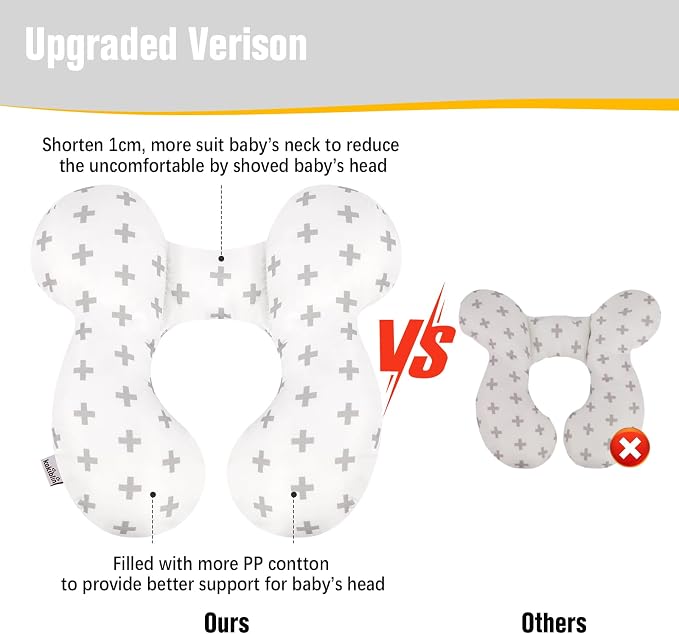 KAKIBLIN Baby Travel Pillow, Upgraded Baby Neck Pillows for Car Seat, Infant Neck Support Pillow for Head and Neck,Newborn Head Support for Car Seat,Pushchair