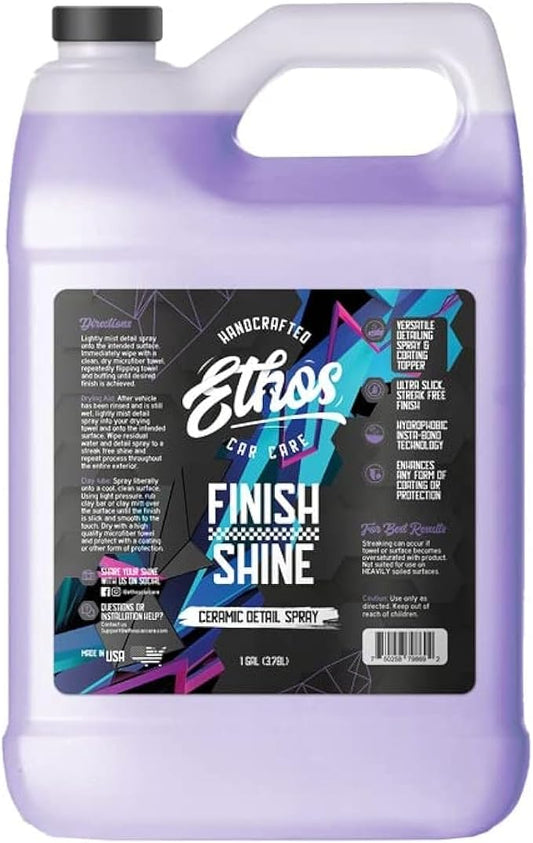 Ethos Finish Shine - Ceramic Detail Spray | Spray Wax For Car Detailing Quick Detail Car Wax | Waterless Car Cleaning | Clay Bar Lubricant | Ceramic Coating & Sealant Safe Top Coat