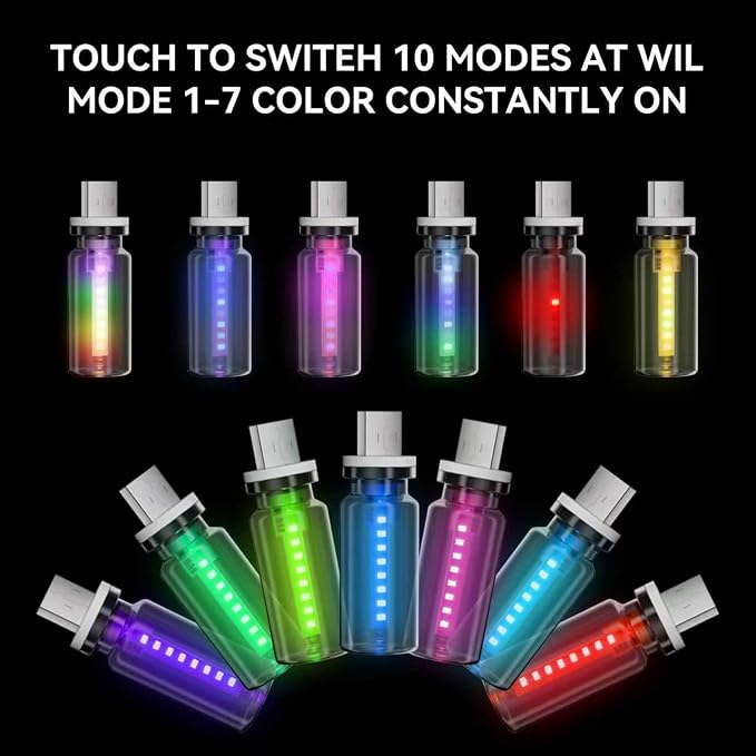 4 PCS USB Night Light Bulb,Touch Dimmable Retro Car Interior Ambient Light | Portable Glass Bottle Design Chubby Glow LED Light for Car, Truck, Bedroom, Multicolor RGB Lighting