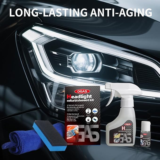 Automotive Headlamp Restoration Fluid Oxidized, Headlight Refurbishment Kit, Professional Car Headlamp Cleaner with Refurbishing Agent, Durable Headlight Repair Kit for All Vehicle Types