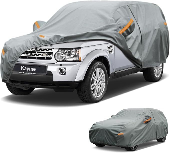 Kayme Heavy Duty SUV Car Cover Custom Fit Land Rover Discovery/LR3/LR4, Waterproof All Weather for Automobiles, Full Exterior Covers Sun Rain UV Protection.