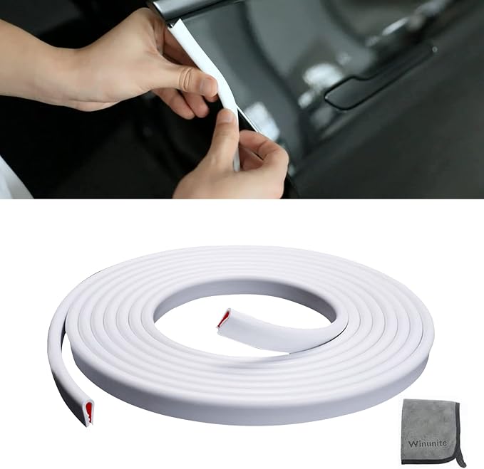 Winunite 32.8ft (10m) Car Door Edge Guards White – Self-Adhesive PVC, U-Shaped, Fits Most Vehicles, Fade-Resistant, Scratch- and Chip-Resistant – Reduces Dings in Parking Lots