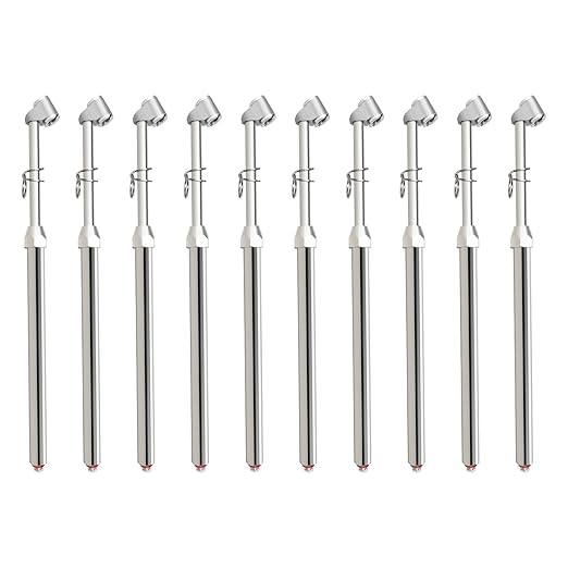 MEANLIN MEASURE 10Pcs Silver Double Straight Type Tire Pressure Gauge，Dual Head Air Pressure Gauge，Pressure Range 10-160 Psi(Suitable for Trucks, etc.