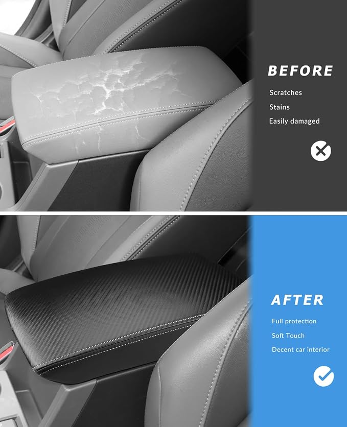 INTGET for 2026 Subaru Crosstrek/Impreza Accessories 2024 2025 Center Console Cover Leather Car Armrest Arm Rest Box Lid Middle Console Seat Cover Protector (Carbon Fiber Texture, 2024+)