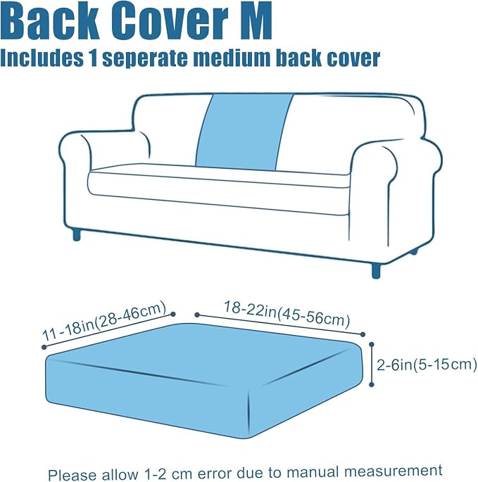 Smiry Waterproof Couch Cushion Covers, Stretch Jacquard Thick Sofa Cushion Covers, Washable Seat Slipcover Elastic Furniture Protector for Pets, Kid (Back Cover M, Light Grey)