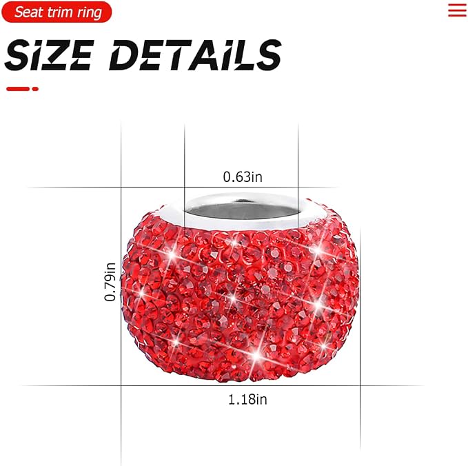 BELOMI 4 Pack Car Headrest Collars, Bling Car Head Rest Collars Rings Decor, Rhinestone Car Head Rest Collars, Diamond Interior Car Seat Accessory (Red)