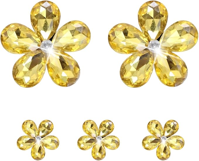 Zpana Bling Daisy Flower Car Air Vent Clips, 5PCS Sparkling Crystal Rhinestone Cute Vehicle Air Conditioning Clamp, Diamond Auto Air Outlet Clip Decor for Women Girls, Universal Fit (Golden)