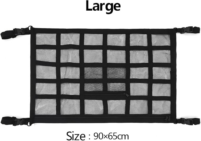 Car Ceiling Cargo Net Roof Storage Organizer Mesh Hammock for Subaru Crosstrek 2013–2025 2026 GP/GU,Interior Mesh Hammock Zipper Pocket,Space Saving Road Trips Camping,90 * 65