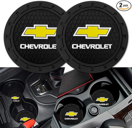Chevrolet Car Cup Holder Coaster, Silicone Cupholder Coaster, Car Interior Accessories, 2.76 Inch, 2 Pieces, Black