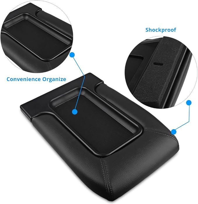 Compatible with Center Console Lid Cover Armrest Kit Chevy GMC | Compatible with Pickup Truck Suburban Tahoe Silverado Sierra Yukon XL Replaces 19127364 Black