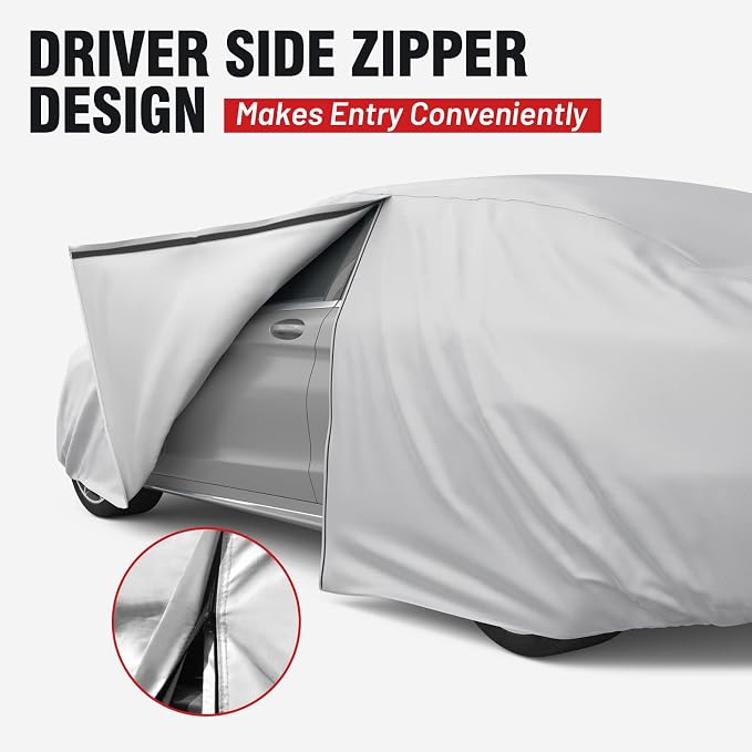 Car Cover Custom Fit for Toyota Corolla 1996-2026, Honda Civic 1991-2026 | Car Cover Waterproof Outdoor Heavy Duty Windproof Car Tarp with Reflective Strips All Weather Snow Sun UV Protection