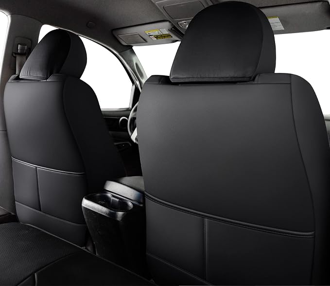 LUCKYMAN CLUB 2005-2015 Tacoma Custom Fit Seat Covers for Crew Cab with Faux Leather (2005-2015 Black & Red)