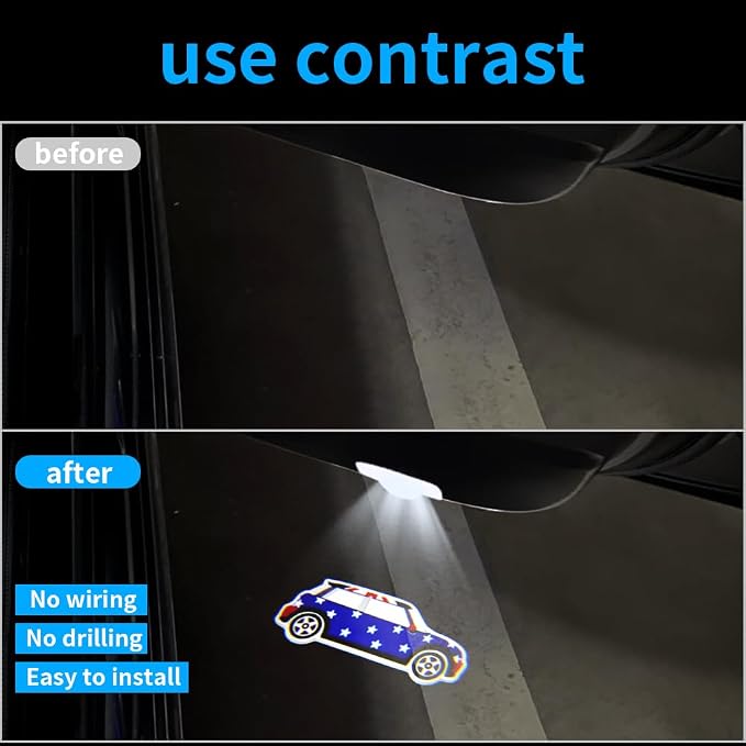 2 pcs LED Car Door Logo Lights Courtesy Projector Laser Puddle lamp Ghost Shadow Light Accessories Compatible with r55/r56/r57/r58/r59/r60/r51/f54/f56/f55/f60 (07)