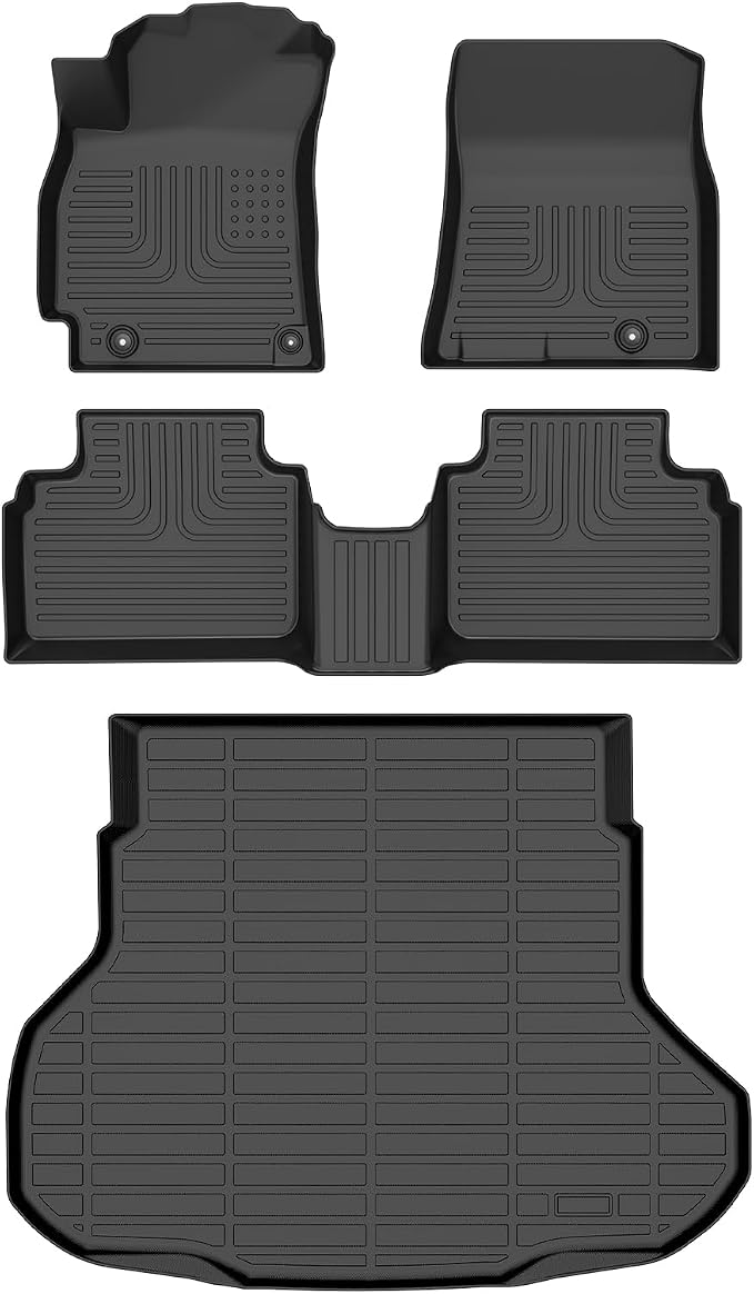 HAFIDI® Floor Mats & Cargo Liner Set Fit for 2025-2026 Kia K4 Sedan LX LXS EX GT-Line/GT-Line Turbo All Weather Protection TPE Anti-Slip Automotive Full Set Floor Liners Custom Accessories - Black