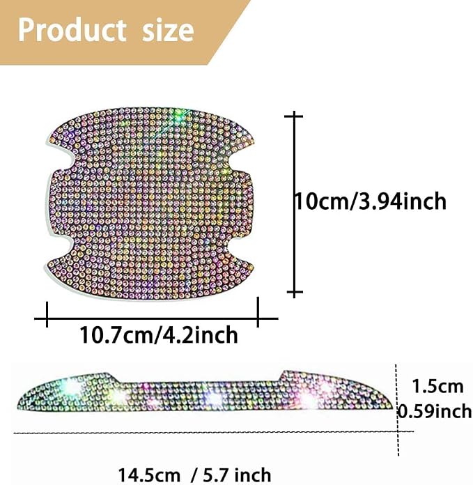 8Pcs Bling Rhinestone Car Door Handle Stickers Protector, Trim Auto Door Entry Guard Bling Stickers Car Accessories for Women and Men, Universal Car Accessories for All Cars (AB Color)