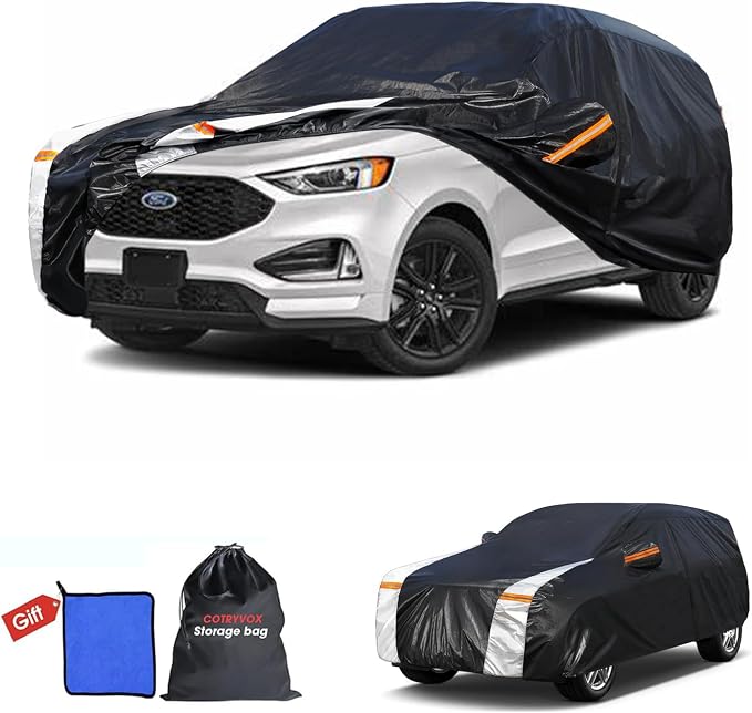 Ford Edge Car Cover 100% Waterproof All Weather, Gift with Towel, 10 Layers SUV Car Cover Custom Fit 2007-2026 Ford Edge, Full Exterior Covers Rain Sun UV Protection with Door Zipper.