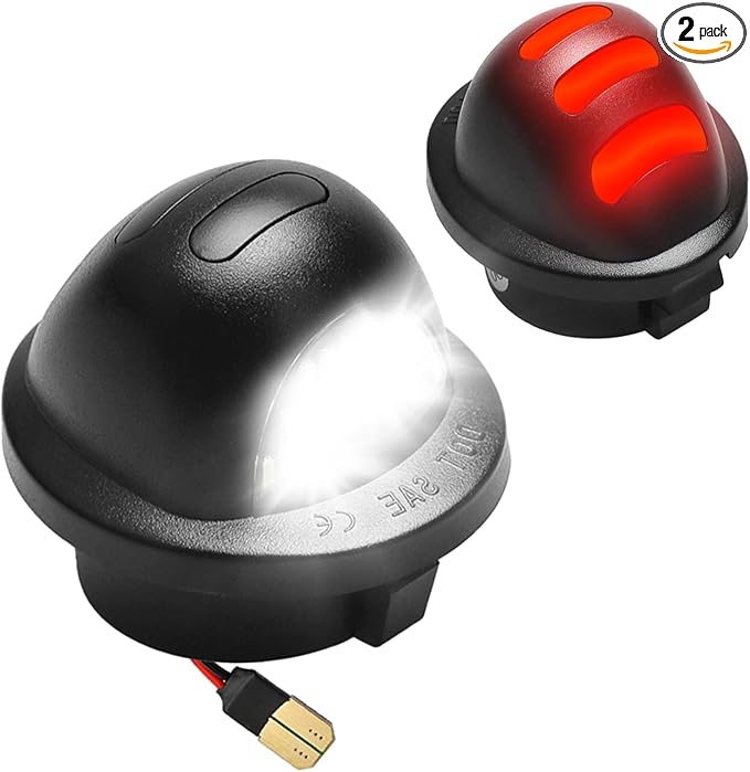 LESAUCE LED Full License Plate Light Red OLED Neon Pure White LED Tag Lights Lamps Replacement for Ford F150 F250 F350 Super Duty Ranger Pickup Explorer Bronco Excursion Expedition, 2PCS