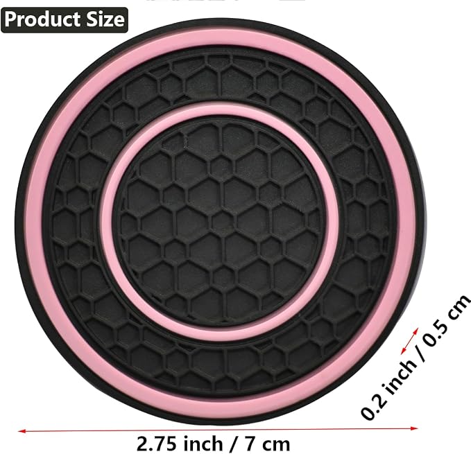 Car Cup Coaster Universal Automotive Waterproof Non-Slip Cup Holders Sift-Proof Spill Holder Car Interior Accessories 4 Pack Black & Pink