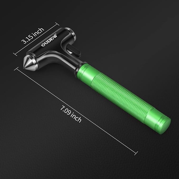Car Safety Hammer, Car Glass Breaker with Seat Belt Cutter, Automotive Escape Tool, Metal Window Breaker, Emergecy Safety Hammer for Auto Accidents(Green)