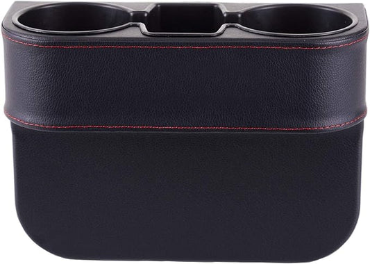 Car Seat Organizer Cup Drink Holders,Multifunctional Gap Filler Storage Box,Insert Organization Helps Reduce Distracted Driving&Holds Phone Mount Mug Bottle Cellphone Coaster Wallet Card (XBD-Black)