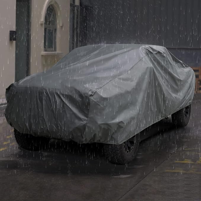 XCAR Waterproof Truck Car Cover, All Weather, Fits Trucks Up to 232" | Windproof Buckles, Breathable Fabric, UV, Rain, Snow & Dust Protection, Soft Non-Scratch Lining, Indoor & Outdoor Use