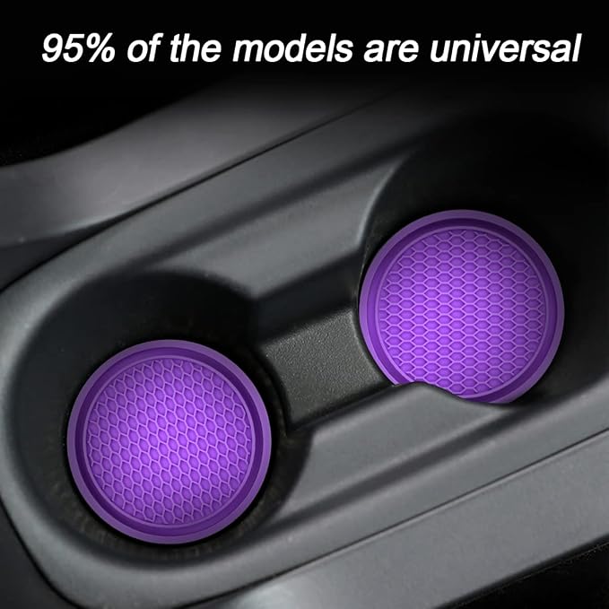 XINLIYA Car Cup Holder Coaster, 4 Pack 2.75 Inch Diameter Non-Slip Universal Insert Coaster, Durable, Suitable for Most Car Interior, Accessory for Women and Men (Purple)