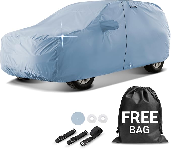iCarCover 18-Layer SUV Car Cover Waterproof All Weather, UV Sun Protection Full Car Covers for Automobiles, VW ID.4, XT4, Corsair, Ariya, CR-V, Forester, Q4, 4Runner, Size S51 (See Size Chart)