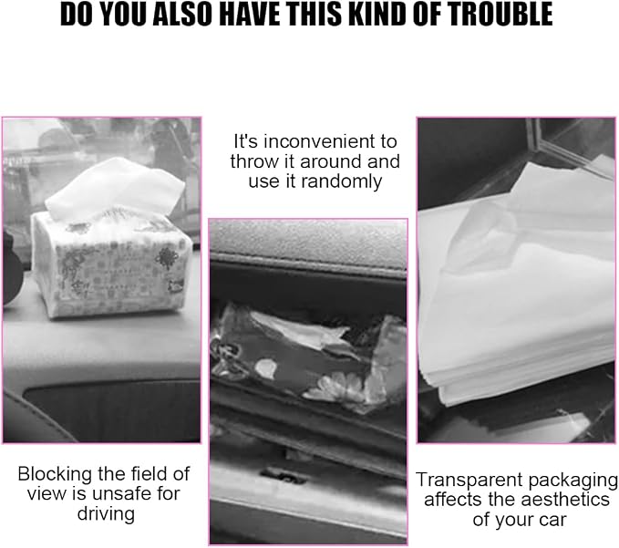 Bling Car Tissue Holder for Sun Visor, Crystal Rhinestone Leather Vehicle Paper Towel Case, Glitter Diamond Auto Napkin Clip Accessories for Women, Universal for SUV, RV, Truck (Black)