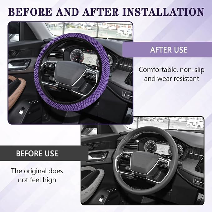 Elastic Stretch Steering Wheel Cover, Steering Wheel Cover, 15" Breathable Auto Steering Wheel Protector, Universal Car Accessories Comfortable Non-Slip Vehicle Steering Wheel Covers for Women Men