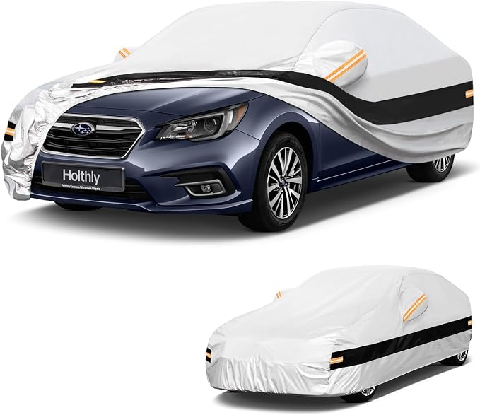 10 Layers Sedan Car Cover Custom Fit for Subaru Legacy (2001-2026), Waterproof All Weather for Automobiles, Outdoor Full Cover Sun Dust Rain Protection with Cotton. Silver