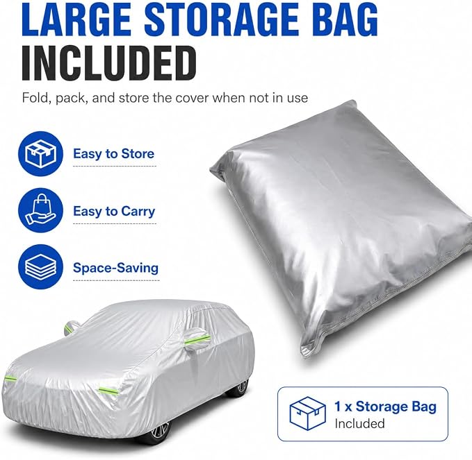 GXARTS Car Cover 196"×78"×59" Waterproof All-Weather Sedan Cover Outdoor Indoor with Zipper Door & Windproof Straps | UV Snow Dust Protection Fit for Toyota Camry Honda Accord Kia K5 Altima