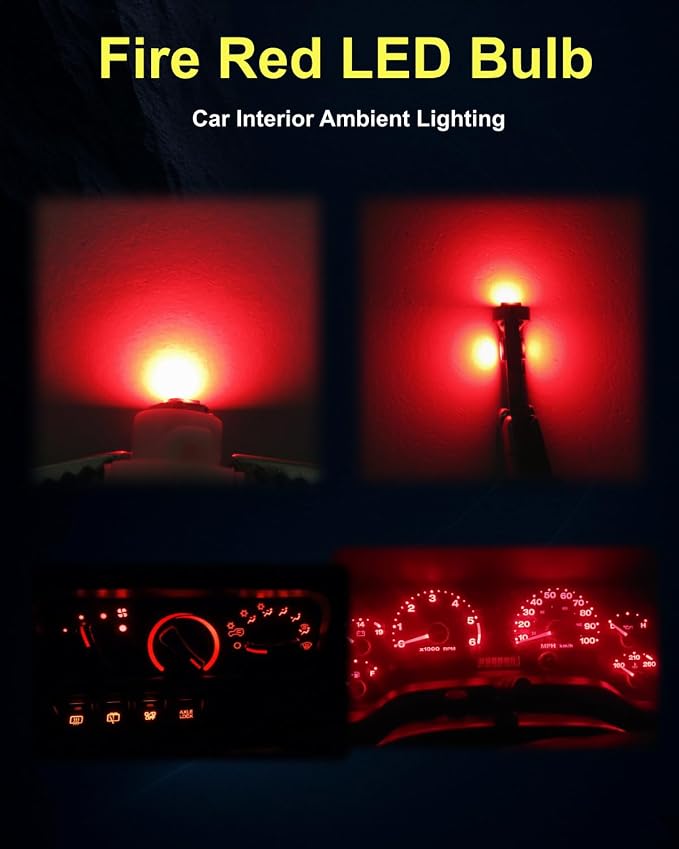 16 Pieces Interior Dash Gauge Lights with Sockets + HVAC Climate Control LED Bulb Kit, Dimmable, Bold Red Dash Upgrade, Fits Jeep Wrangler TJ 1997-2006