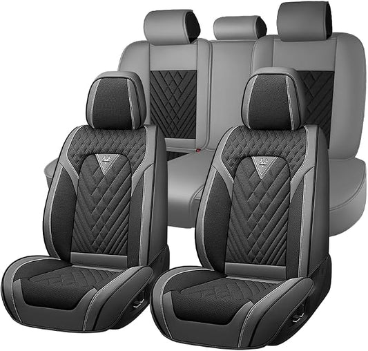 Fit for Toyota Camry Seat Covers 2001-2026,Premium Leather, 360° Full Protection, Thick Padding & Memory Foam, Waterproof & Stain-Resistant Car Seat Cover for Toyota Camry (5 Seat,Gray&Black)