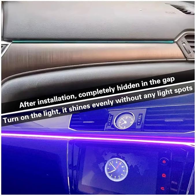 Acrylic Interior Car LED Lights with Remote and Wireless APP 10 in 1,Ambient Lighting Kits Fiber Optic Strip LEDs,16 Million Colors Music&DIY Function
