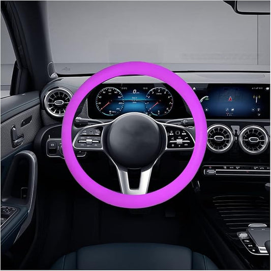 AICEL Car Silicone Steering Wheel Cover, Soft Anti-Slip Auto Steering Wheel Protector Fit 14 Inch, Universal Vehicle Interior Accessories for Cars, SUVs, Trucks, and Vans (Purple)