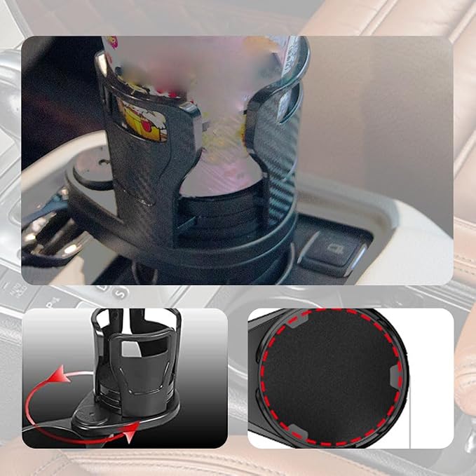 Multifunctional Car Cup Holder, All Purpose Adjustable Large Cup Holder (Matte Black)